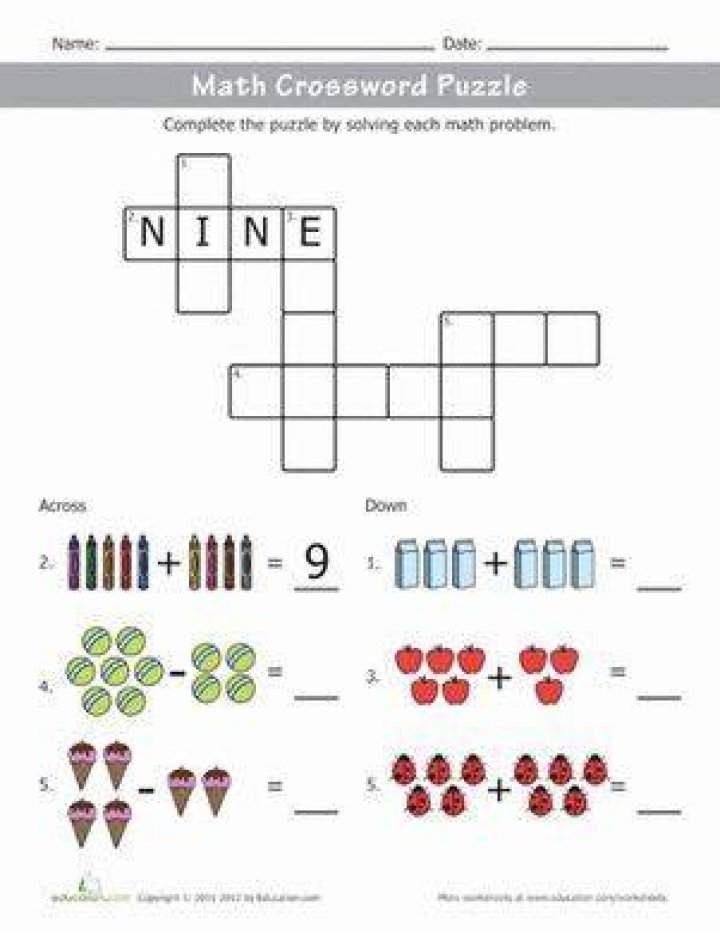 Kindergarten math lesson Crossword Clue